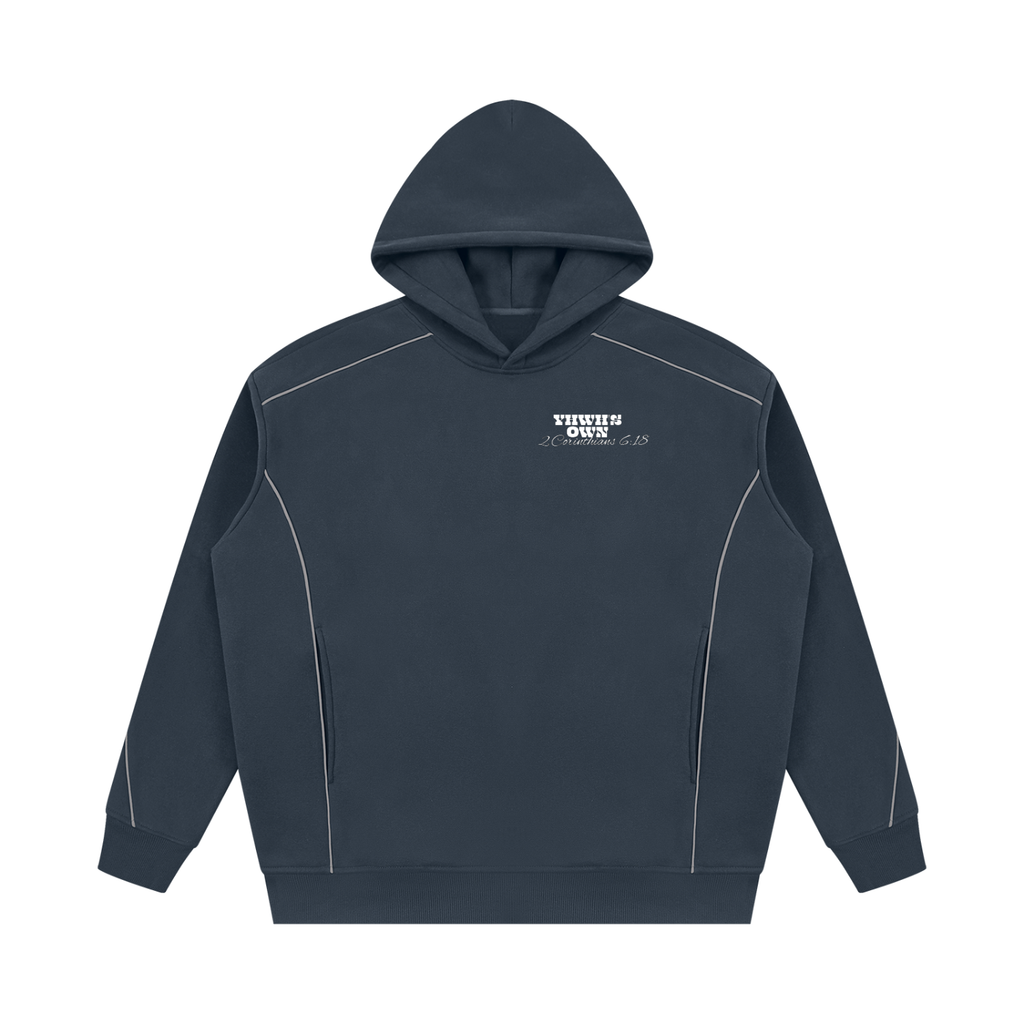 Unisex Oversized Piping Fleece Hoodie