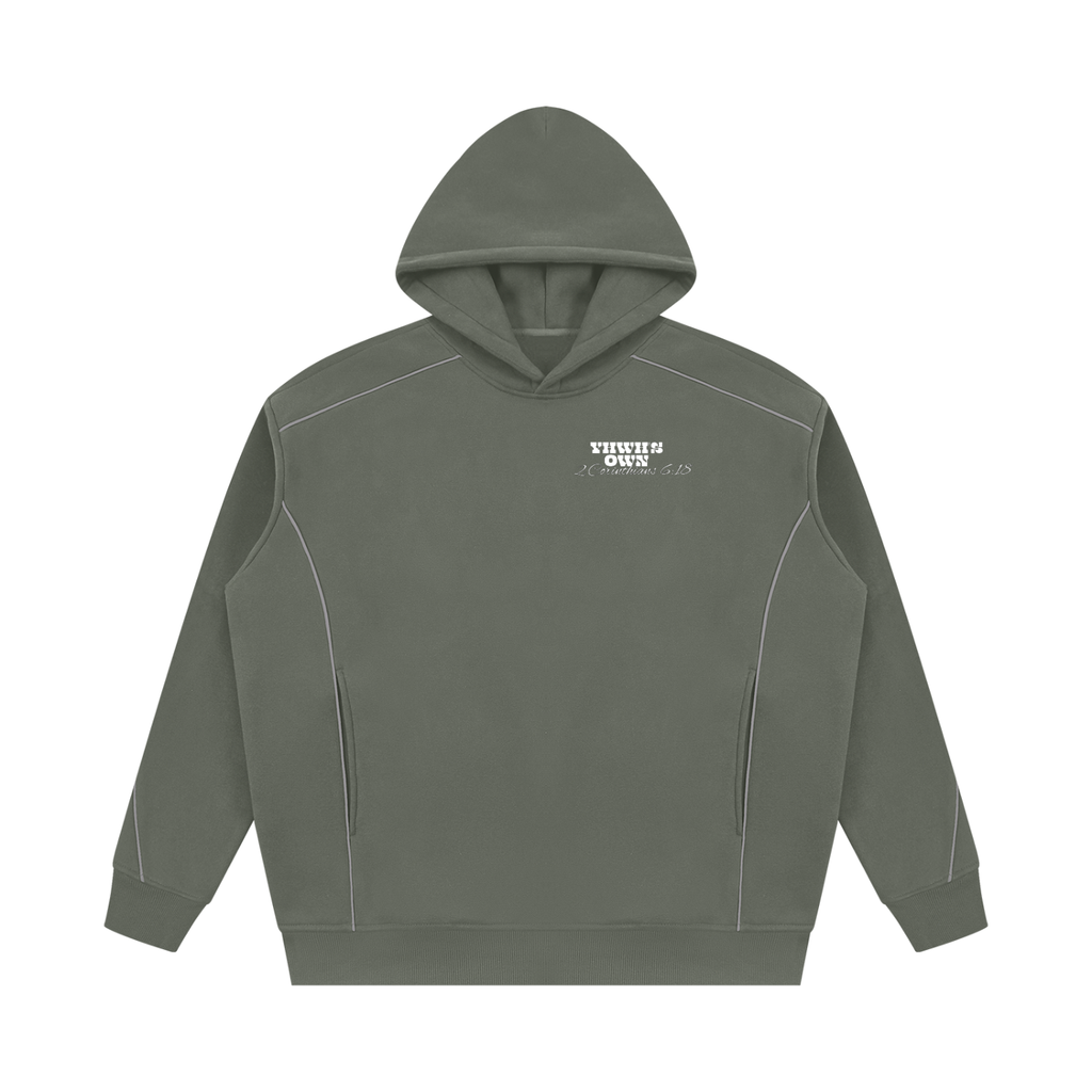 Unisex Oversized Piping Fleece Hoodie