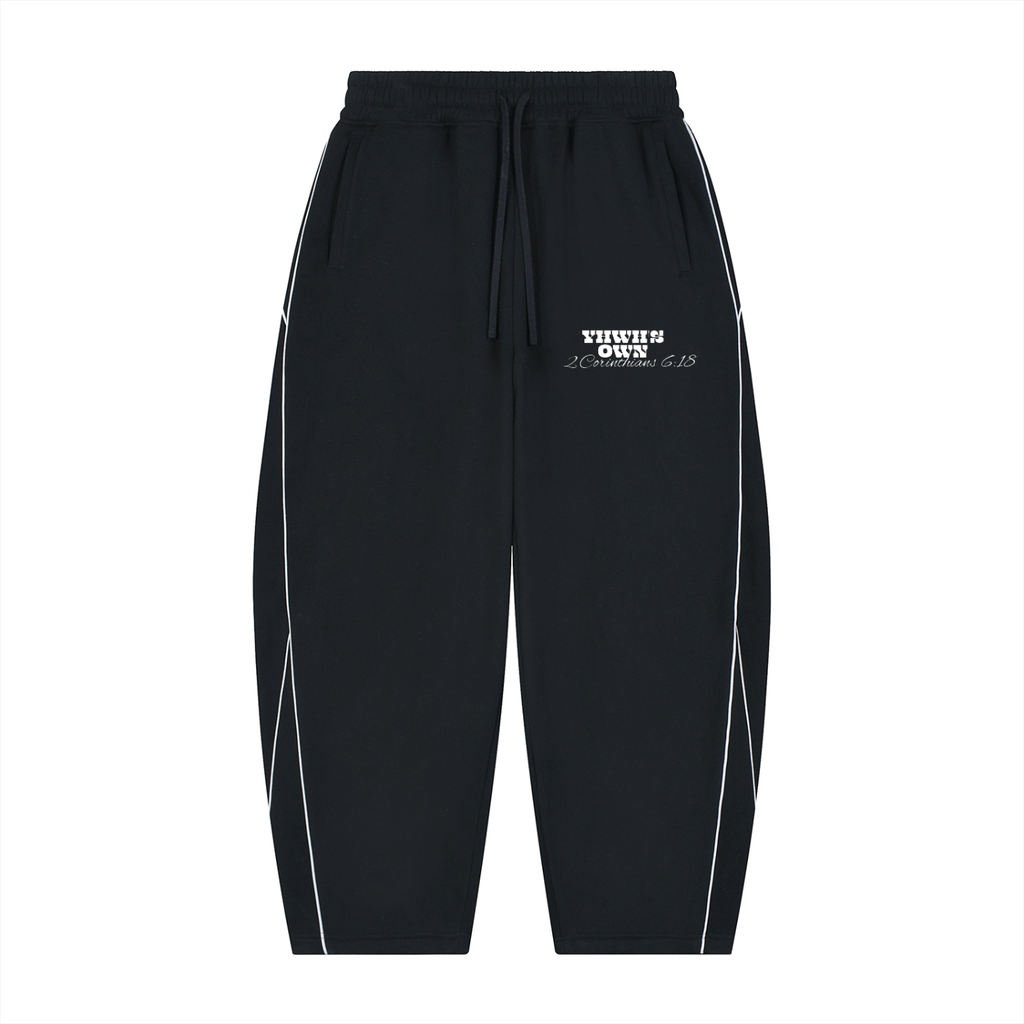 Unisex Piping Fleece Barrel Leg Sweatpants