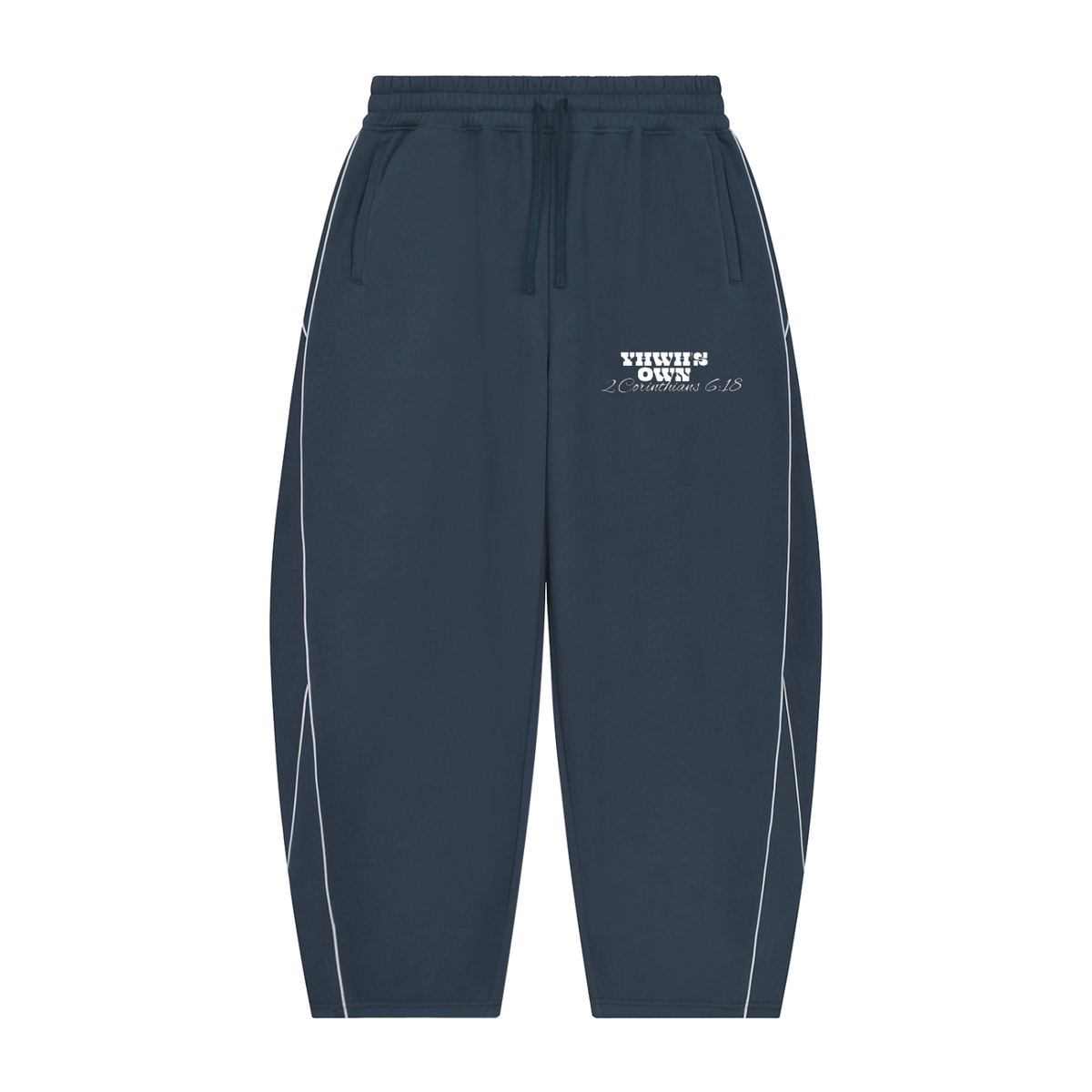 Unisex Piping Fleece Barrel Leg Sweatpants