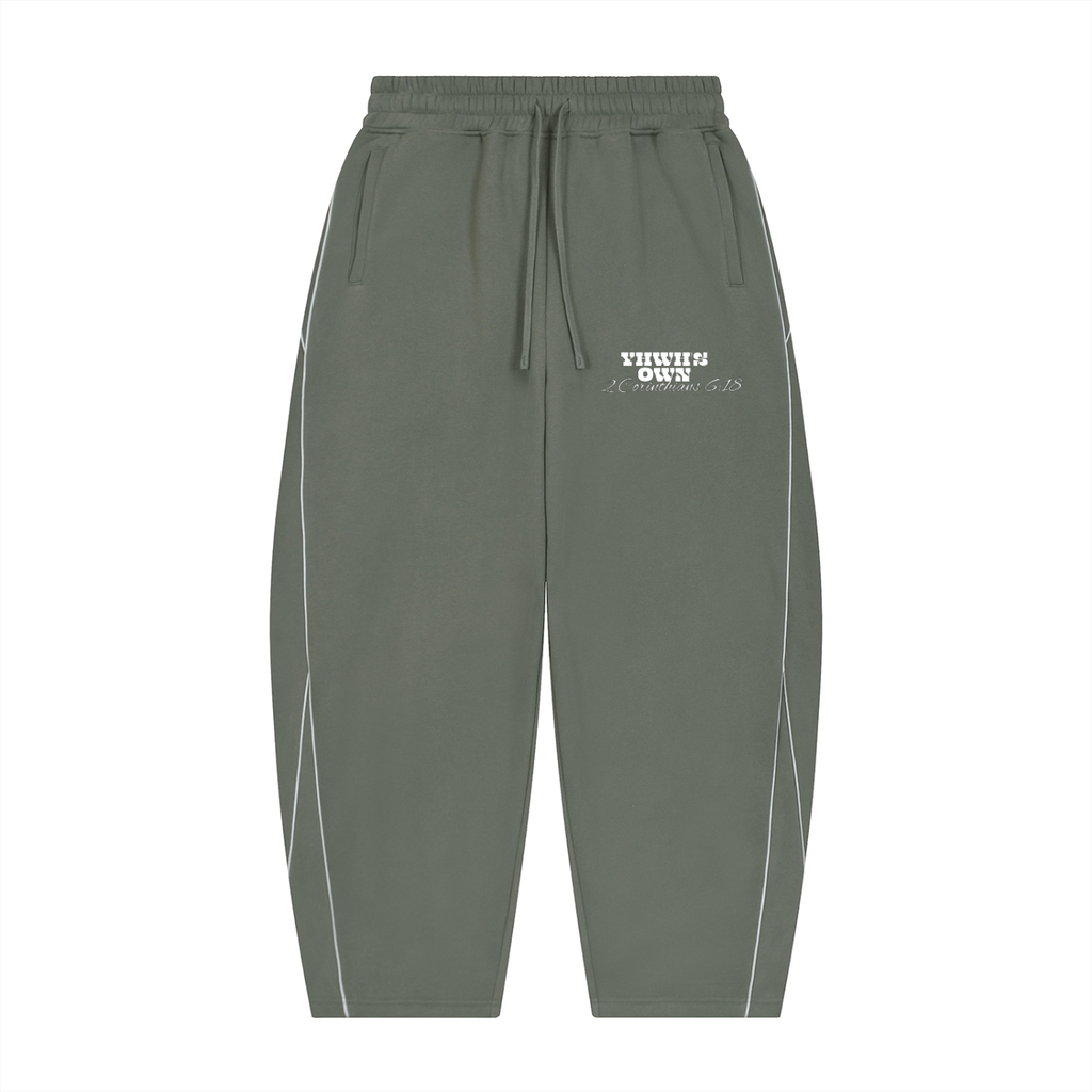 Unisex Piping Fleece Barrel Leg Sweatpants