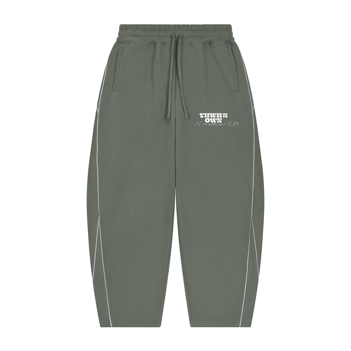 Unisex Piping Fleece Barrel Leg Sweatpants