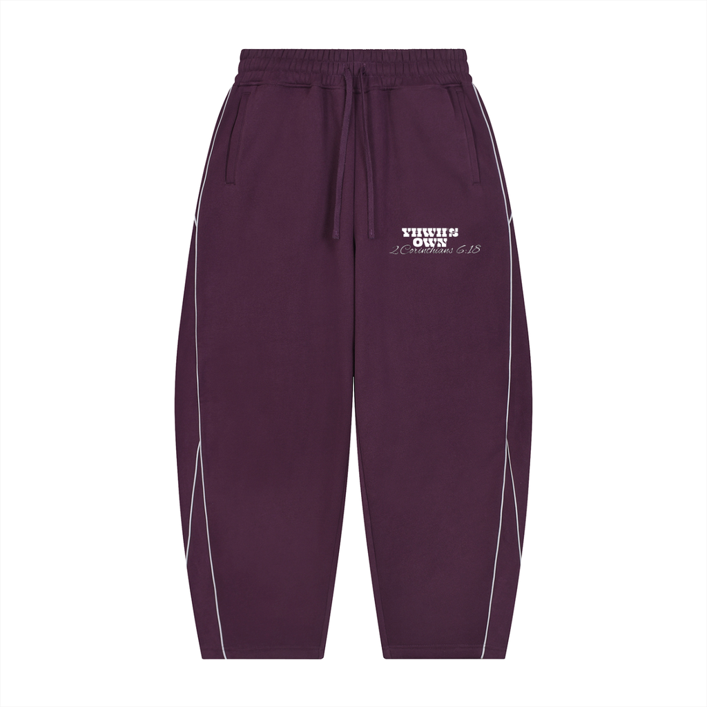 Unisex Piping Fleece Barrel Leg Sweatpants