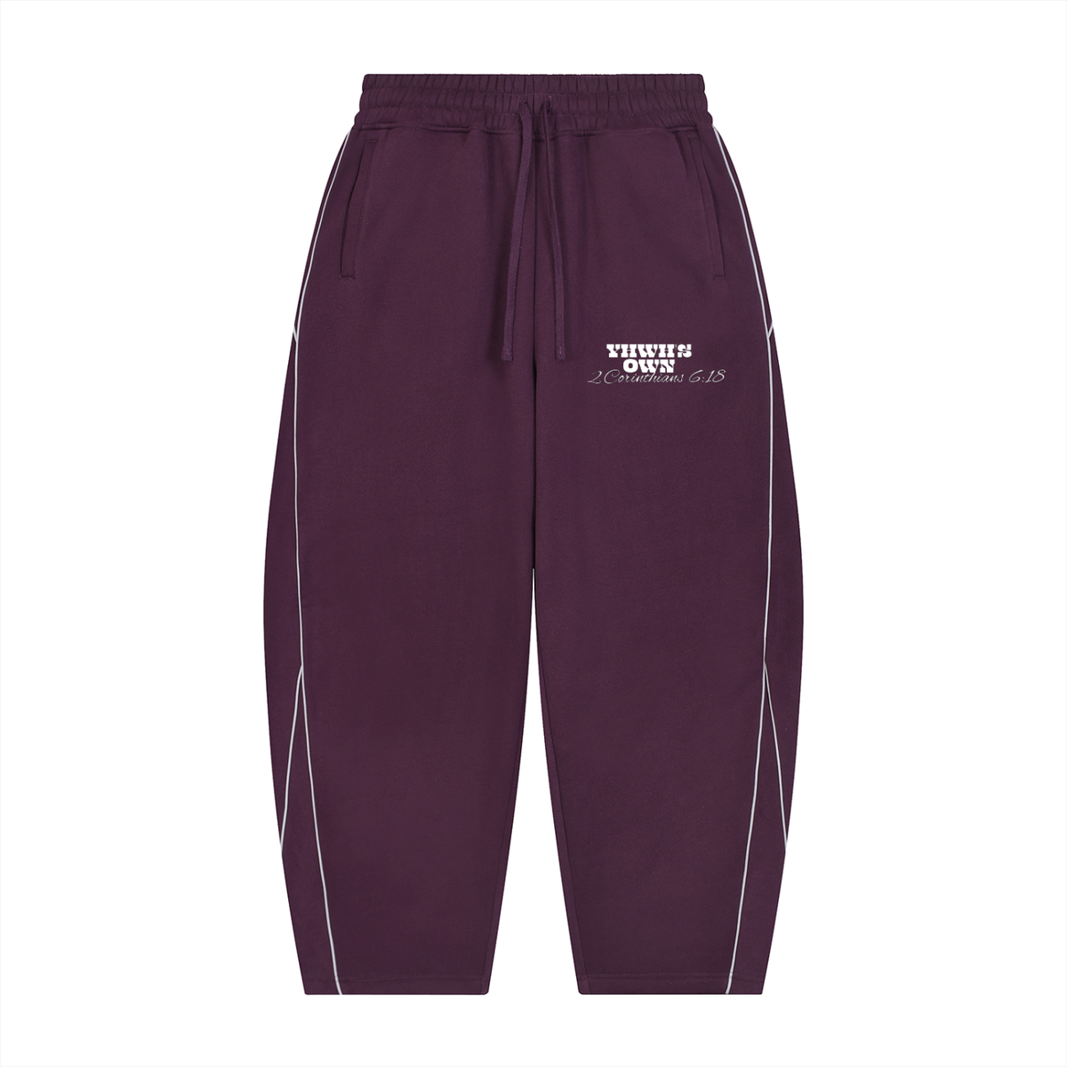 Unisex Piping Fleece Barrel Leg Sweatpants